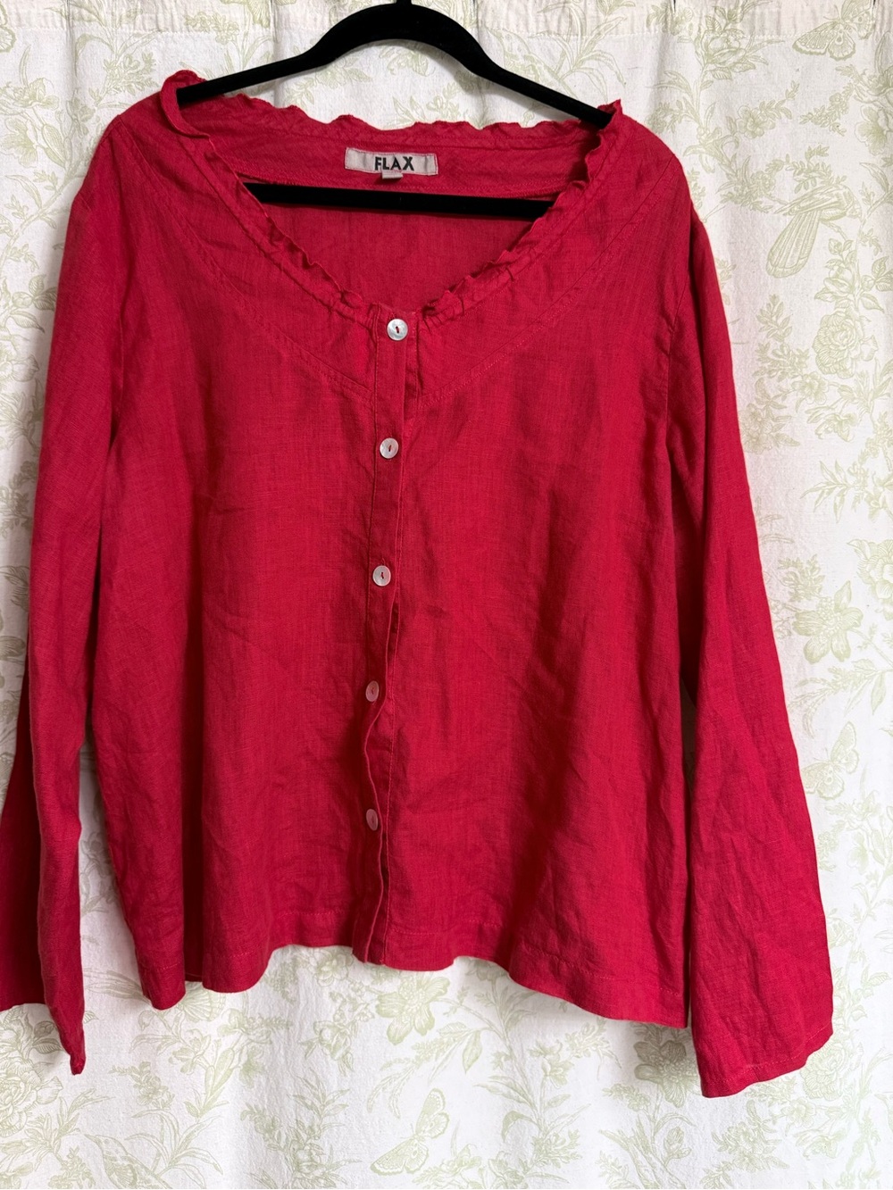 Flax Vintage Red Linen Blouse